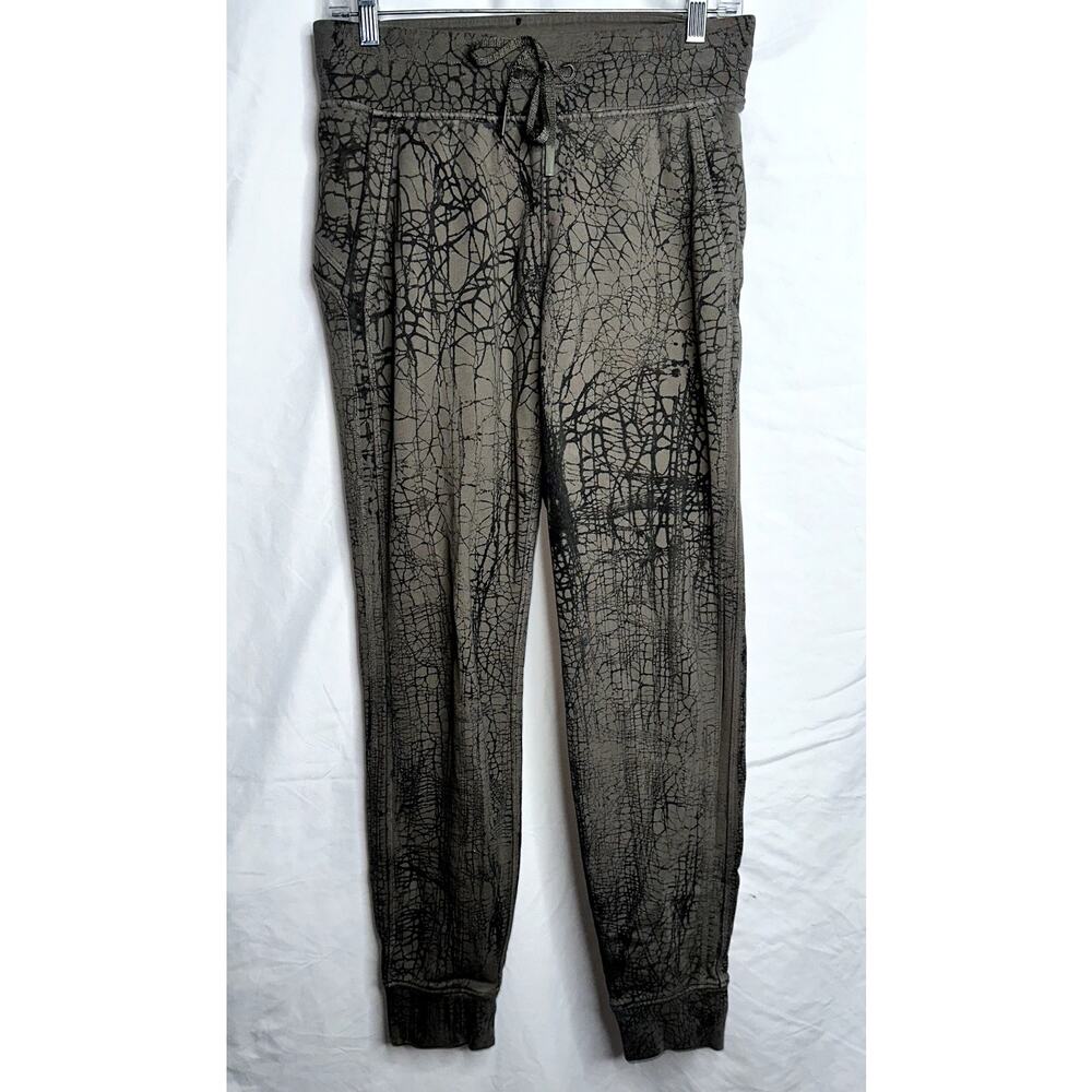 Lululemon Warm Down Joggers Womens Size 6 Tan Black Drawstring Ankle Cuff Sweats